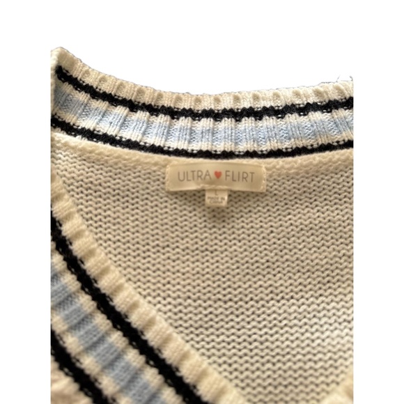 Ultra Flirt Cream Cable Knit Varsity Sweater with Black “A” Patch - Picture 3 of 6